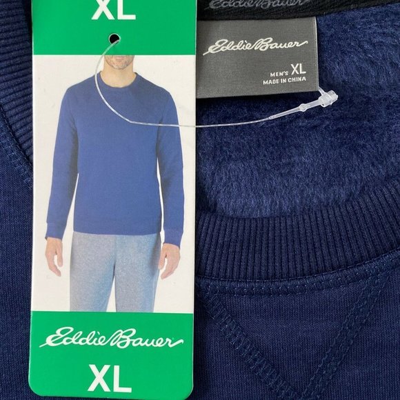 Eddie Bauer Men's size XL Long Sleeved Crew Neck Sweatshirt Navy Blue Super Soft - Picture 4 of 7